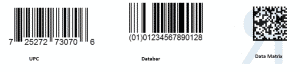 Примеры штрих кодов UPC, Databar, Data Matrix